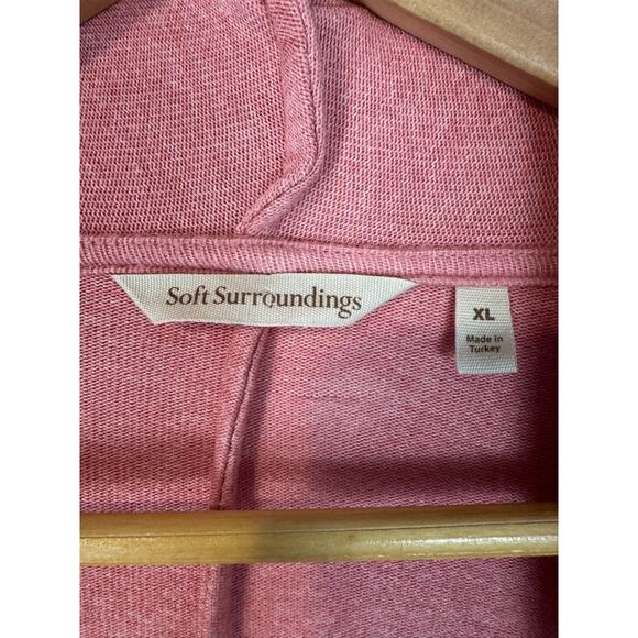 Soft Surroundings Pink Open Front Cardigan Size XL Lightweight Drape Sweater - Picture 3 of 5